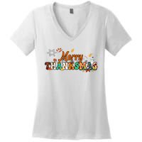 Funny Thanksmas Merry Thanksmas Thanksgiving Christmas Women's V-Neck T-Shirt