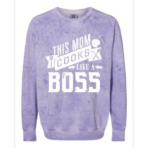 Funny This Mom Cooks Like A Boss Gift Colorblast Crewneck Sweatshirt