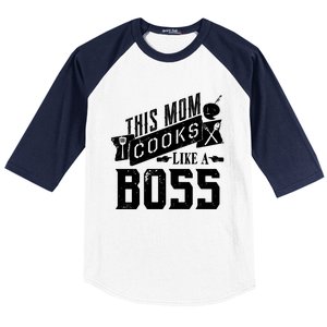 Funny This Mom Cooks Like A Boss Gift Baseball Sleeve Shirt