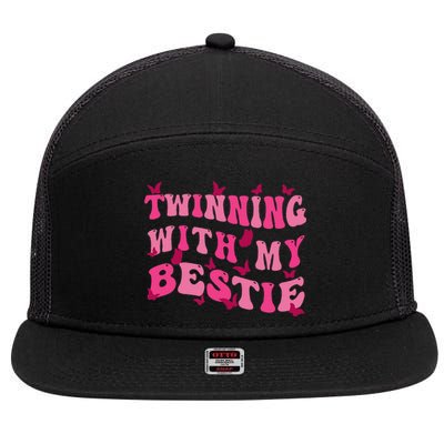 Funny Twin Matching Twins Day Friend Twinning with My Bestie 7 Panel Mesh Trucker Snapback Hat