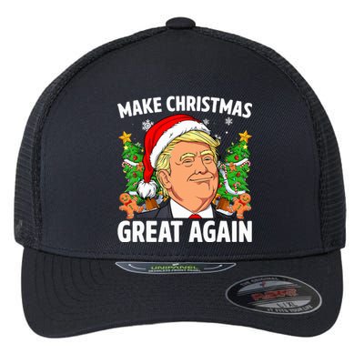 Funny Trump Make Christmas Great Again Ugly Sweater Xmas  Flexfit Unipanel Trucker Cap