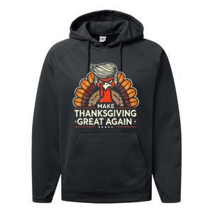 Funny Turkey Make Thanksgiving Great Again Performance Fleece Hoodie