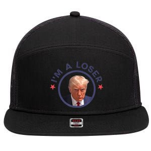 Funny Trump Mugshot Pic Donald Trump 2024 I'm a Loser 7 Panel Mesh Trucker Snapback Hat