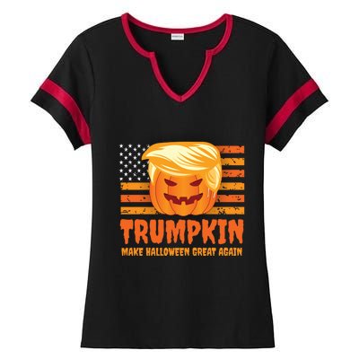 Funny Trumpkin Make Halloween Great Again Patriotic Humor Meaningful Gift Ladies Halftime Notch Neck Tee