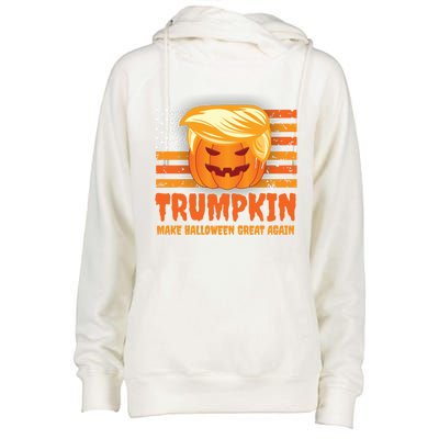 Funny Trumpkin Make Halloween Great Again Patriotic Humor Meaningful Gift Womens Funnel Neck Pullover Hood