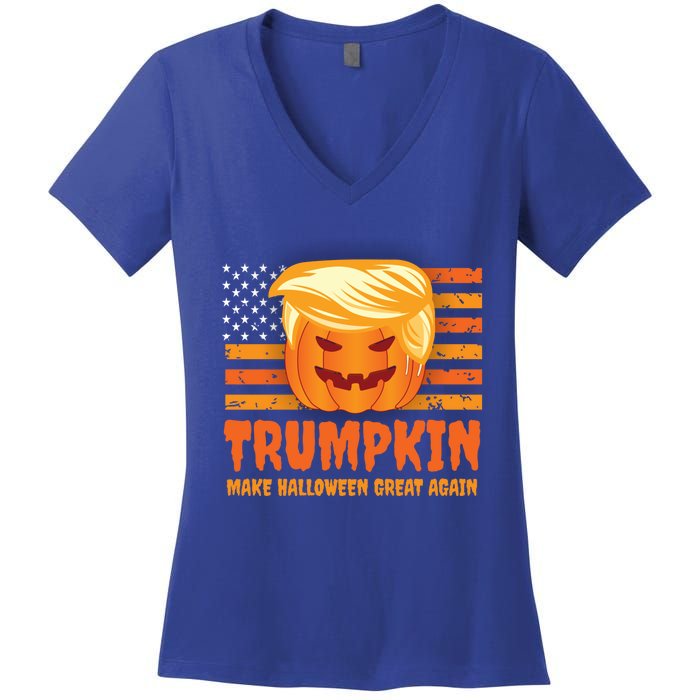 Funny Trumpkin Make Halloween Great Again Patriotic Humor Meaningful Gift Women's V-Neck T-Shirt