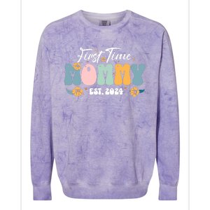 First Time Mommy Est 2024 New Mom Pregnancy Announcement Colorblast Crewneck Sweatshirt