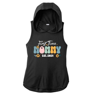 First Time Mommy Est 2024 New Mom Pregnancy Announcement Ladies PosiCharge Tri-Blend Wicking Draft Hoodie Tank