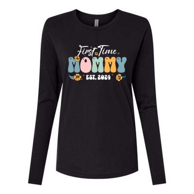 First Time Mommy Est 2024 New Mom Pregnancy Announcement Womens Cotton Relaxed Long Sleeve T-Shirt