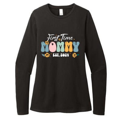 First Time Mommy Est 2024 New Mom Pregnancy Announcement Womens CVC Long Sleeve Shirt