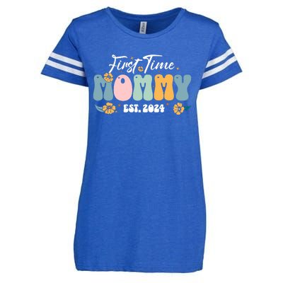 First Time Mommy Est 2024 New Mom Pregnancy Announcement Enza Ladies Jersey Football T-Shirt