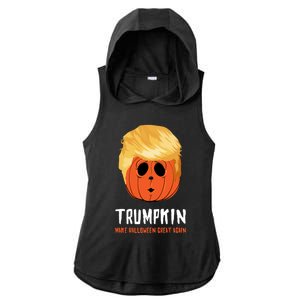 Funny Trumpkin Make Halloween Great Again Gift Ladies PosiCharge Tri-Blend Wicking Draft Hoodie Tank