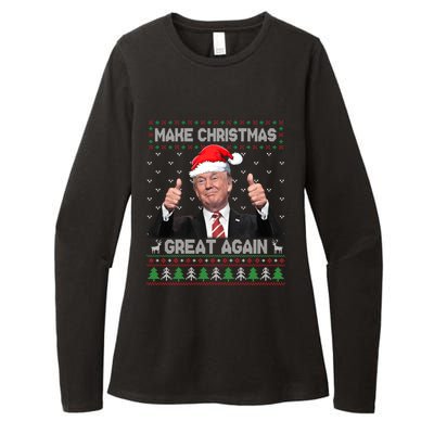 Funny Trump Make Christmas Great Again Ugly Sweater Xmas Meaningful Gift Womens CVC Long Sleeve Shirt