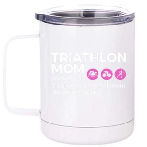 Funny Triathlon Mom Definition Best Mom Ever Triathlete Funny Gift 12 oz Stainless Steel Tumbler Cup