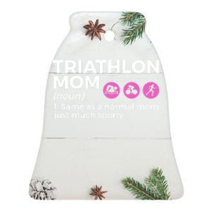 Funny Triathlon Mom Definition Best Mom Ever Triathlete Funny Gift Ceramic Bell Ornament