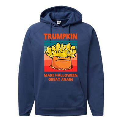 Funny Trumpkin Make Halloween Great Again Vintage Funny Gift Gift Performance Fleece Hoodie