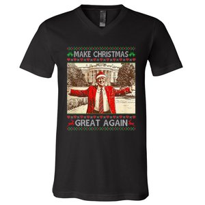 Funny Trump Make Christmas Great Again Xmas Family Pajamas V-Neck T-Shirt