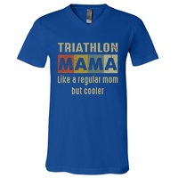 Funny Triathlon Mom Definition Proud Triathlon Mom Gift V-Neck T-Shirt