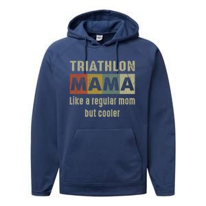 Funny Triathlon Mom Definition Proud Triathlon Mom Gift Performance Fleece Hoodie