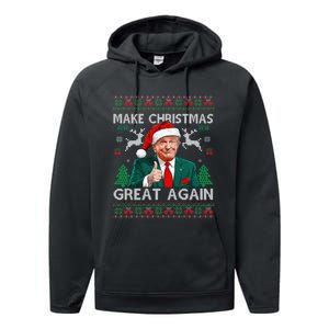 Funny Trump Make Christmas Great Again Ugly Sweater Xmas Performance Fleece Hoodie