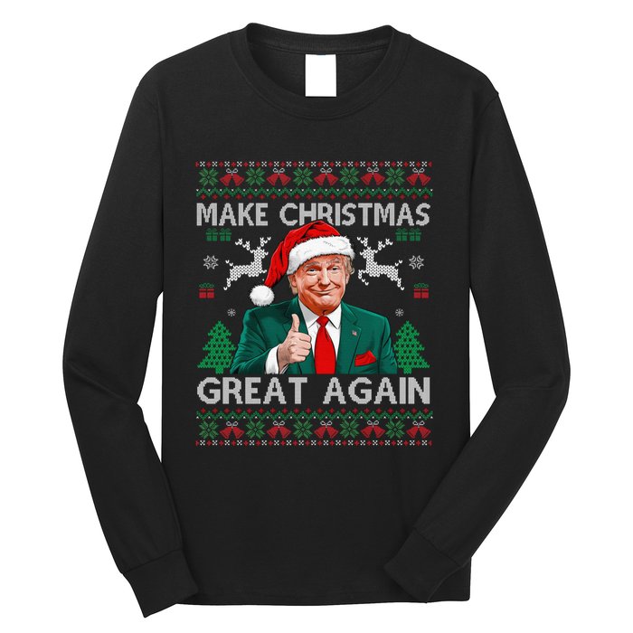 Funny Trump Make Christmas Great Again Ugly Sweater Xmas Long Sleeve Shirt