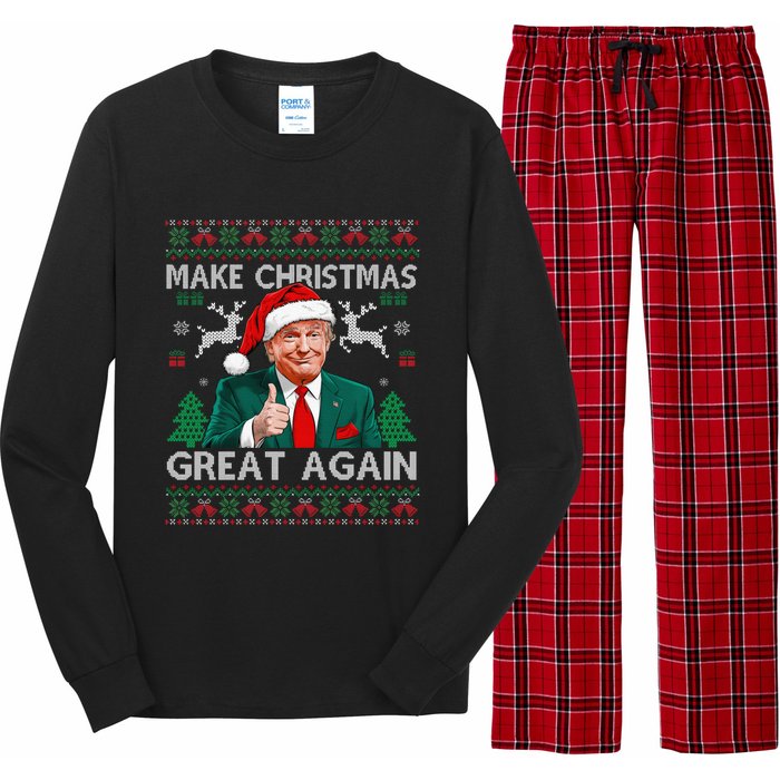 Funny Trump Make Christmas Great Again Ugly Sweater Xmas Long Sleeve Pajama Set