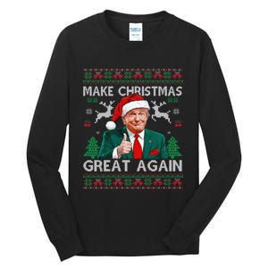 Funny Trump Make Christmas Great Again Ugly Sweater Xmas Tall Long Sleeve T-Shirt