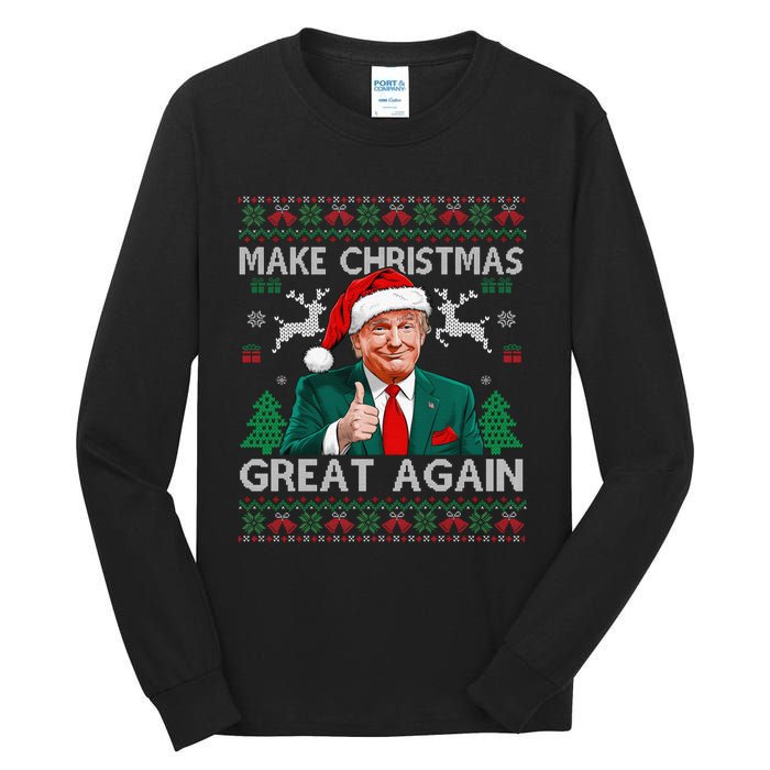 Funny Trump Make Christmas Great Again Ugly Sweater Xmas Tall Long Sleeve T-Shirt