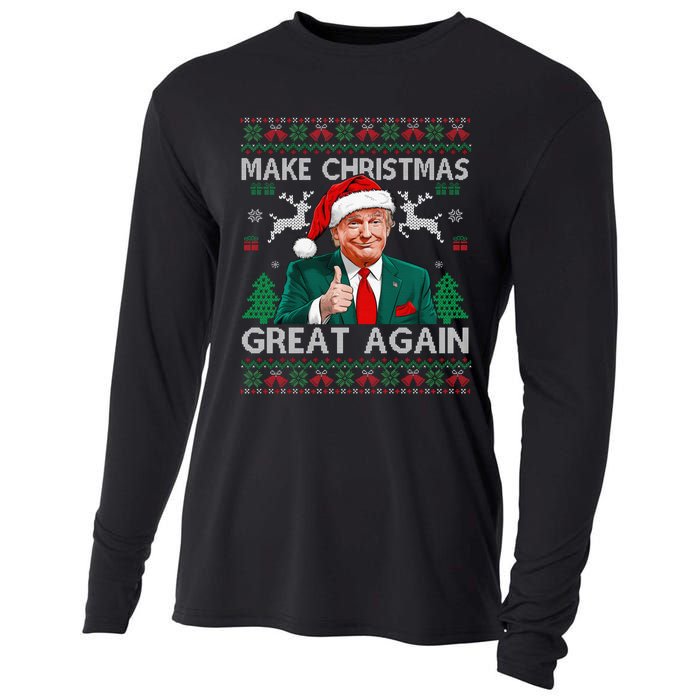 Funny Trump Make Christmas Great Again Ugly Sweater Xmas Cooling Performance Long Sleeve Crew