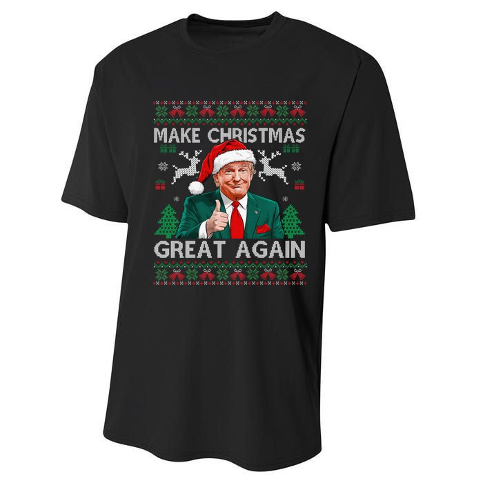 Funny Trump Make Christmas Great Again Ugly Sweater Xmas Performance Sprint T-Shirt