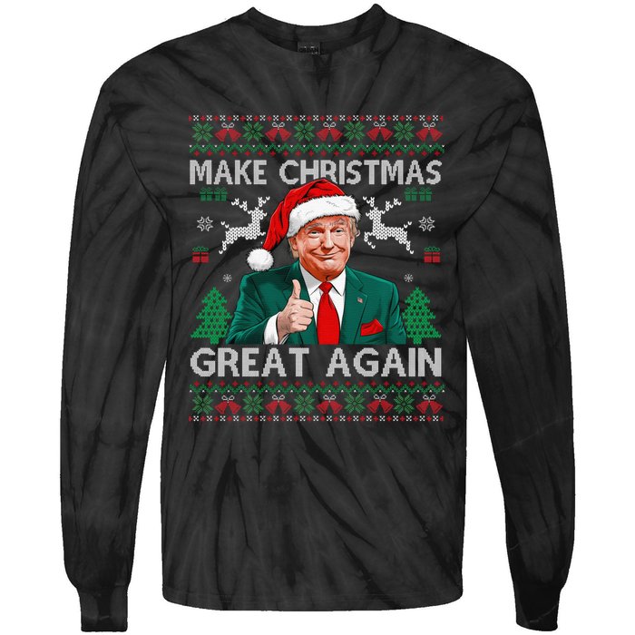 Funny Trump Make Christmas Great Again Ugly Sweater Xmas Tie-Dye Long Sleeve Shirt