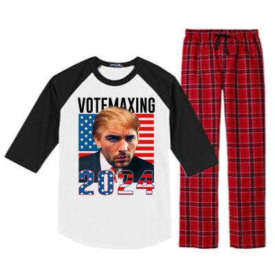 Funny Trump Male Model Vote Maxing 2024 Election Raglan Sleeve Pajama Set