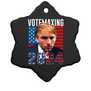 Funny Trump Male Model Vote Maxing 2024 Election Ceramic Star Ornament