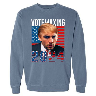 Funny Trump Male Model Vote Maxing 2024 Election Garment-Dyed Sweatshirt