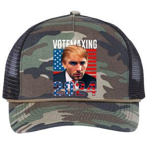 Funny Trump Male Model Vote Maxing 2024 Election Retro Rope Trucker Hat Cap