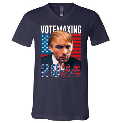 Funny Trump Male Model Vote Maxing 2024 Election V-Neck T-Shirt