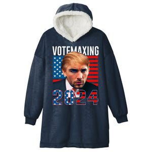 Funny Trump Male Model Vote Maxing 2024 Election Hooded Wearable Blanket