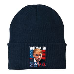 Funny Trump Male Model Vote Maxing 2024 Election Knit Cap Winter Beanie