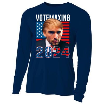 Funny Trump Male Model Vote Maxing 2024 Election Cooling Performance Long Sleeve Crew