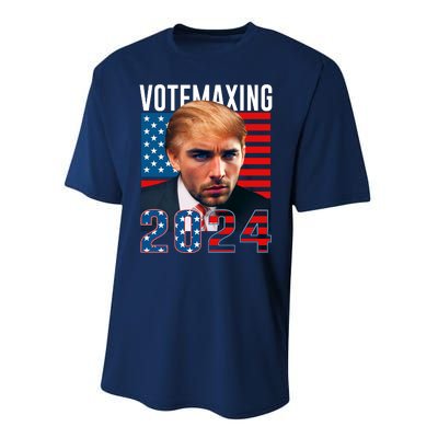 Funny Trump Male Model Vote Maxing 2024 Election Performance Sprint T-Shirt