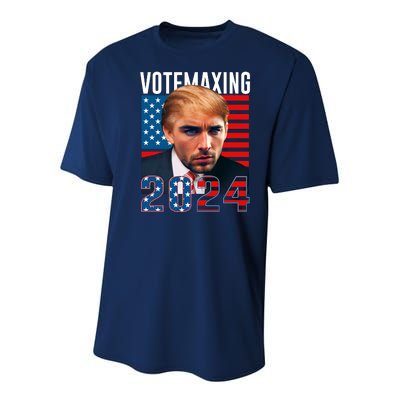 Funny Trump Male Model Vote Maxing 2024 Election Youth Performance Sprint T-Shirt