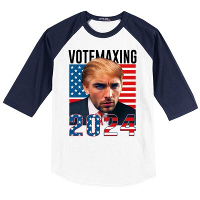 Funny Trump Male Model Vote Maxing 2024 Election Baseball Sleeve Shirt