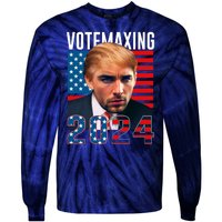 Funny Trump Male Model Vote Maxing 2024 Election Tie-Dye Long Sleeve Shirt