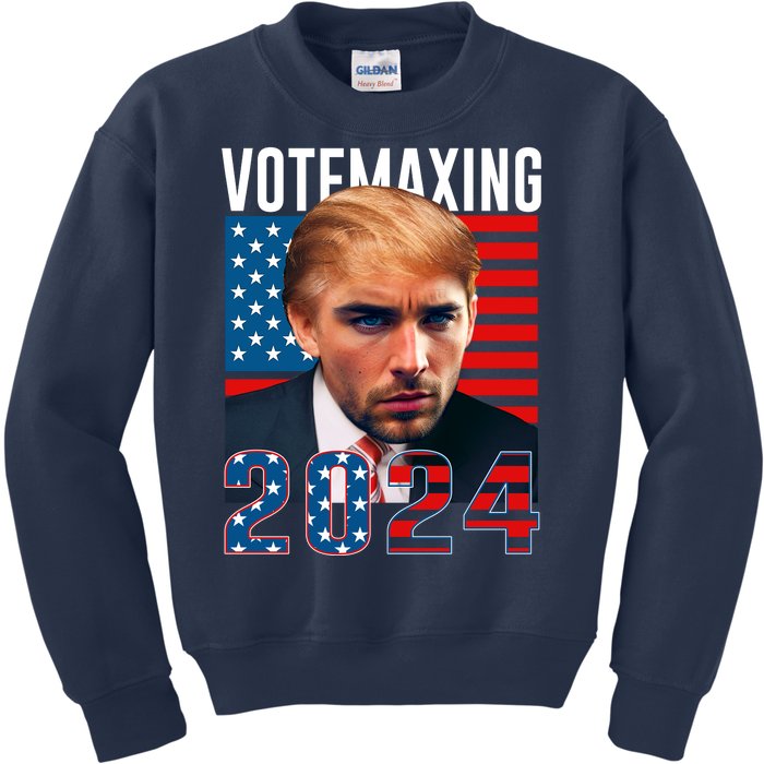 Funny Trump Male Model Vote Maxing 2024 Election Kids Sweatshirt