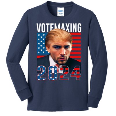 Funny Trump Male Model Vote Maxing 2024 Election Kids Long Sleeve Shirt