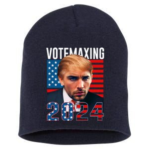 Funny Trump Male Model Vote Maxing 2024 Election Short Acrylic Beanie