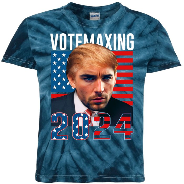 Funny Trump Male Model Vote Maxing 2024 Election Kids Tie-Dye T-Shirt