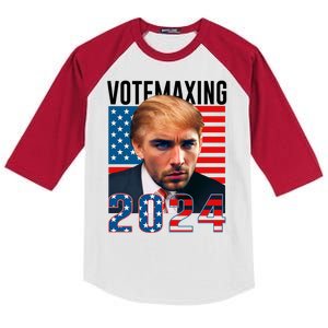 Funny Trump Male Model Vote Maxing 2024 Election Kids Colorblock Raglan Jersey