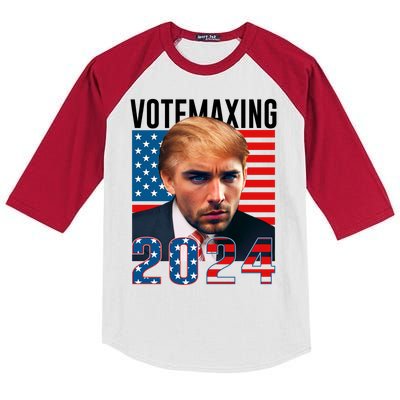 Funny Trump Male Model Vote Maxing 2024 Election Kids Colorblock Raglan Jersey