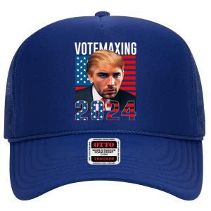 Funny Trump Male Model Vote Maxing 2024 Election High Crown Mesh Back Trucker Hat